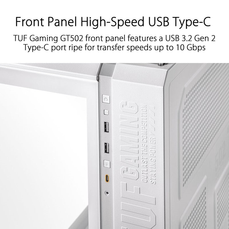 Asus TUF GAMING GT502 Tempered Glass ATX Mid Tower Gaming Case - White