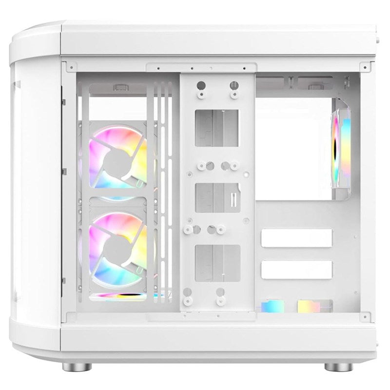 COOLMOON C006 Tempered Glass ATX Mid Tower Gaming PC Case - White (4 ARGB Fans Included)
