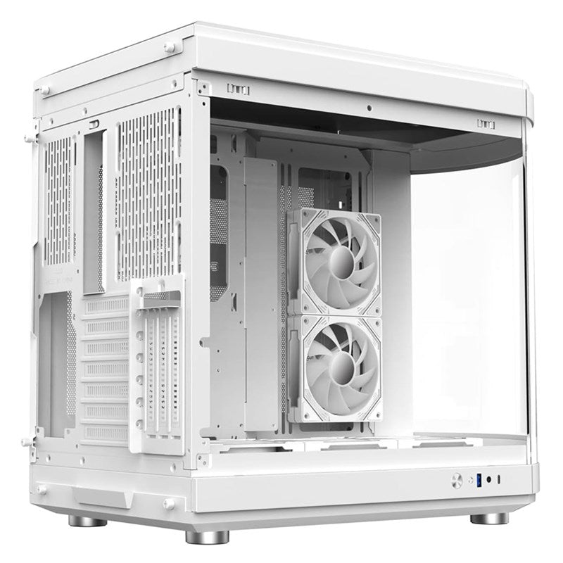 COOLMOON C006 Tempered Glass ATX Mid Tower Gaming PC Case - White (4 ARGB Fans Included)