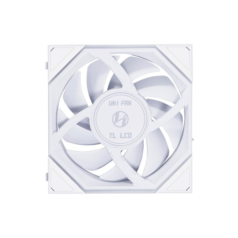 LIAN LI UNI FAN TL LCD Reverse Blade 120mm ARGB Cooling Fan with 1.6" LCD Screen (Single Pack) - White