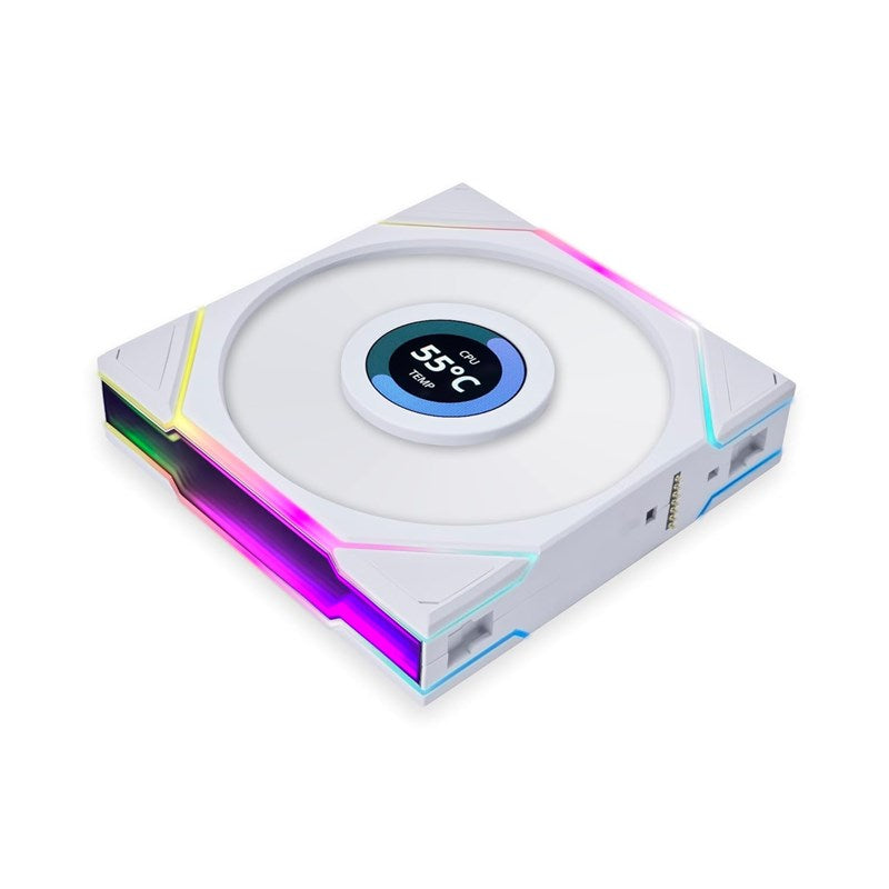 LIAN LI UNI FAN TL LCD Reverse Blade 120mm ARGB Cooling Fan with 1.6" LCD Screen (Single Pack) - White