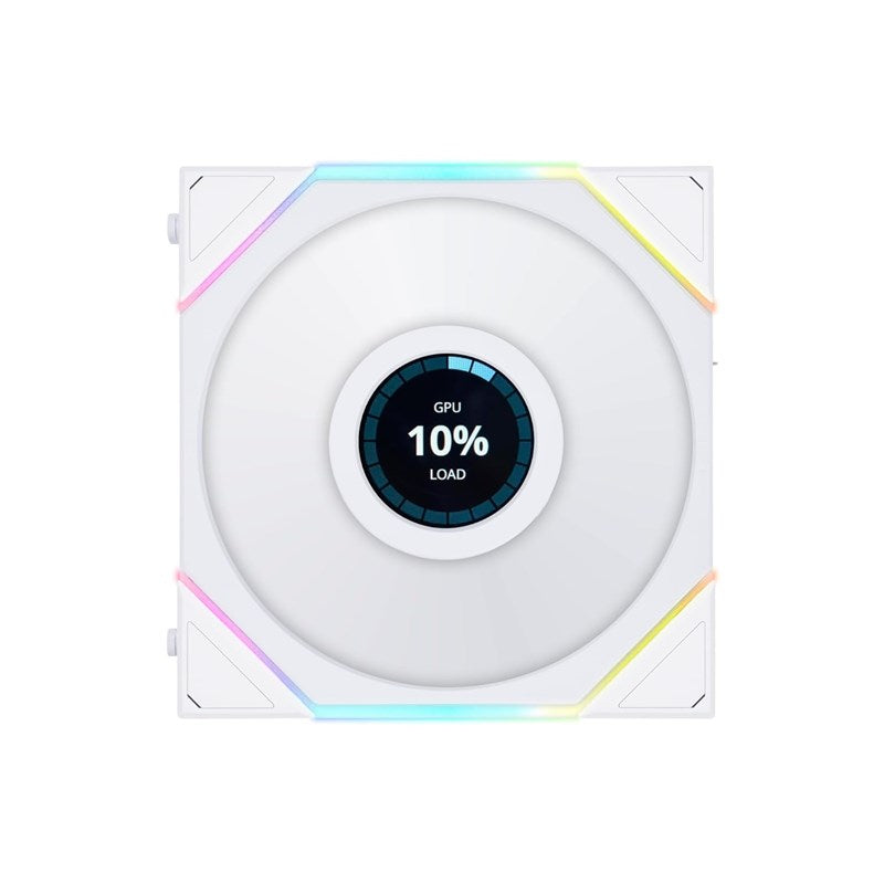 LIAN LI UNI FAN TL LCD Reverse Blade 120mm ARGB Cooling Fan with 1.6" LCD Screen (Single Pack) - White