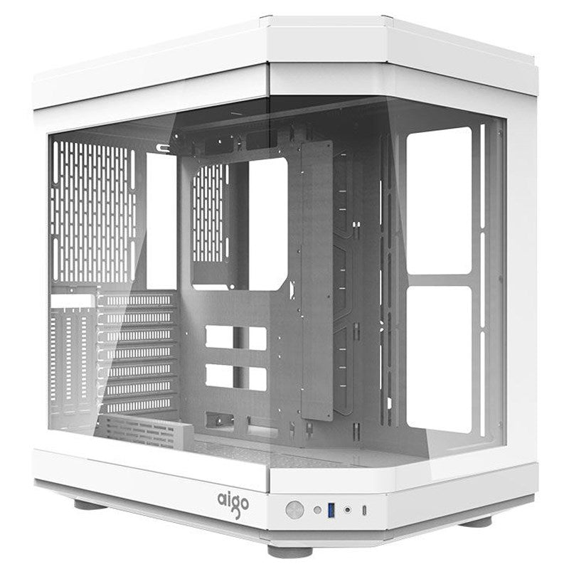 Aigo DarkFlash ARC2 ATX Tempered Glass Mid Tower Gaming Case - White (Fans Not Included)