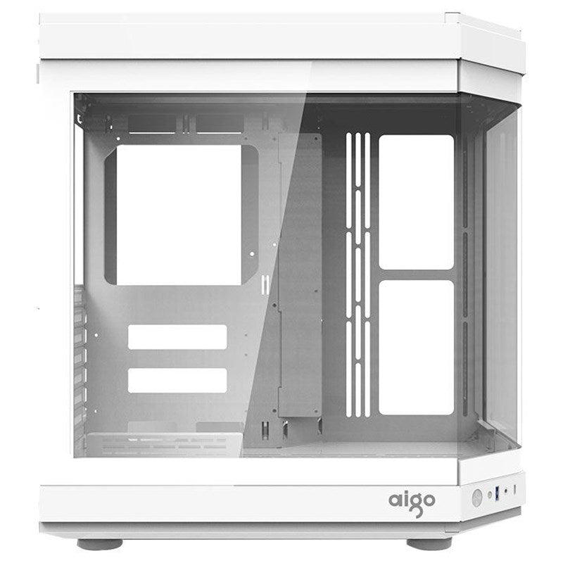 Aigo DarkFlash ARC2 ATX Tempered Glass Mid Tower Gaming Case - White (Fans Not Included)
