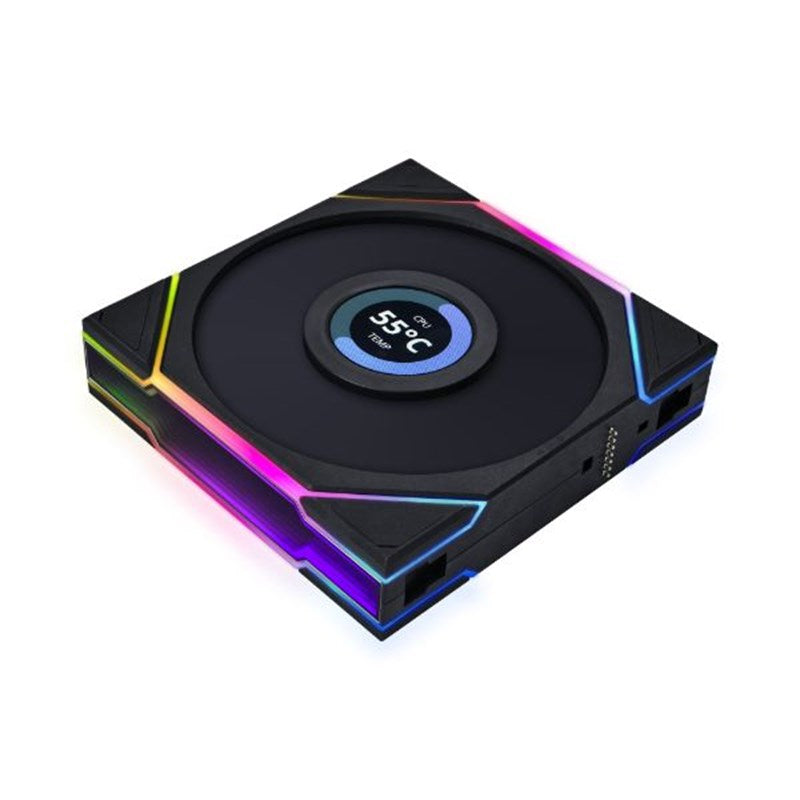 LIAN LI UNI FAN TL LCD Reverse Blade 120mm ARGB Cooling Fan with 1.6" LCD Screen (Single Pack) - Black