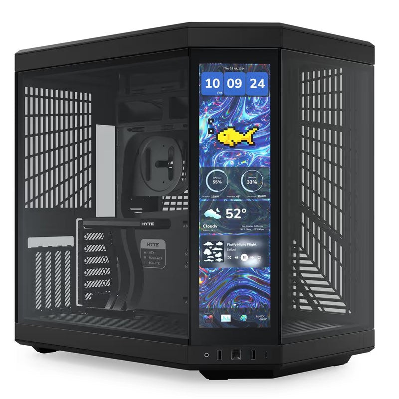 HYTE Y70 Touch Infinite E-ATX Mid Tower Gaming Case with 14.5" Touch Display - Pitch Black