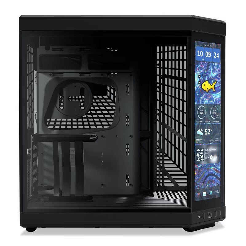 HYTE Y70 Touch Infinite E-ATX Mid Tower Gaming Case with 14.5" Touch Display - Pitch Black