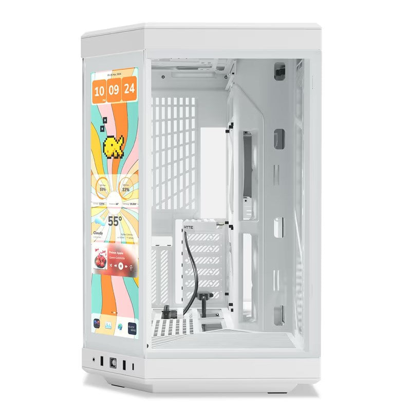 HYTE Y70 Touch Infinite E-ATX Mid Tower Gaming Case with 14.5" Touch Display - Snow White
