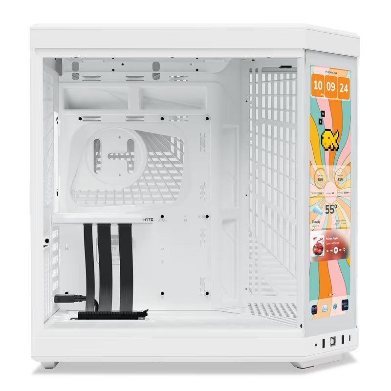 HYTE Y70 Touch Infinite E-ATX Mid Tower Gaming Case with 14.5" Touch Display - Snow White