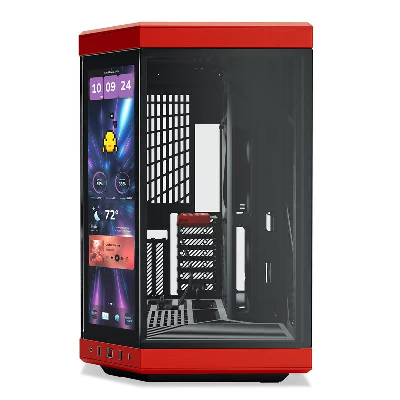HYTE Y70 Touch Infinite E-ATX Mid Tower Gaming Case with 14.5" Touch Display - Black Cherry