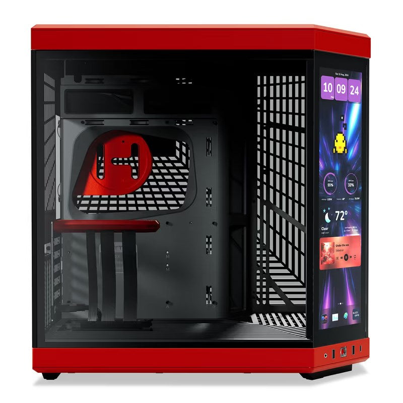 HYTE Y70 Touch Infinite E-ATX Mid Tower Gaming Case with 14.5" Touch Display - Black Cherry