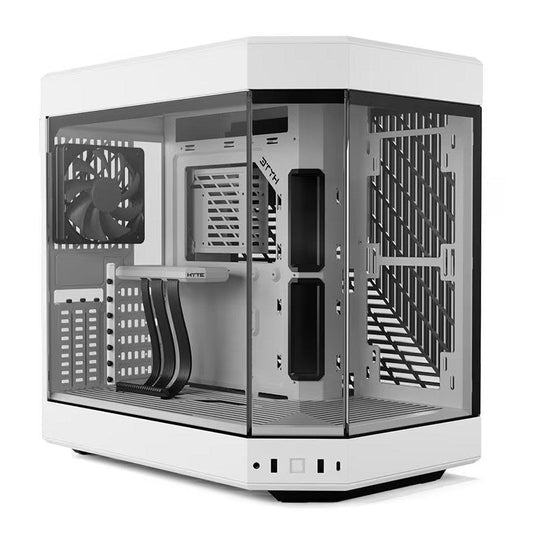 HYTE Y60 Panoramic Tempered Glass E-ATX Mid Tower Gaming Case with 3 Fans - Snow White