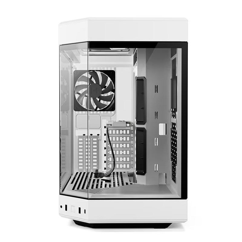 HYTE Y60 Panoramic Tempered Glass E-ATX Mid Tower Gaming Case with 3 Fans - Snow White