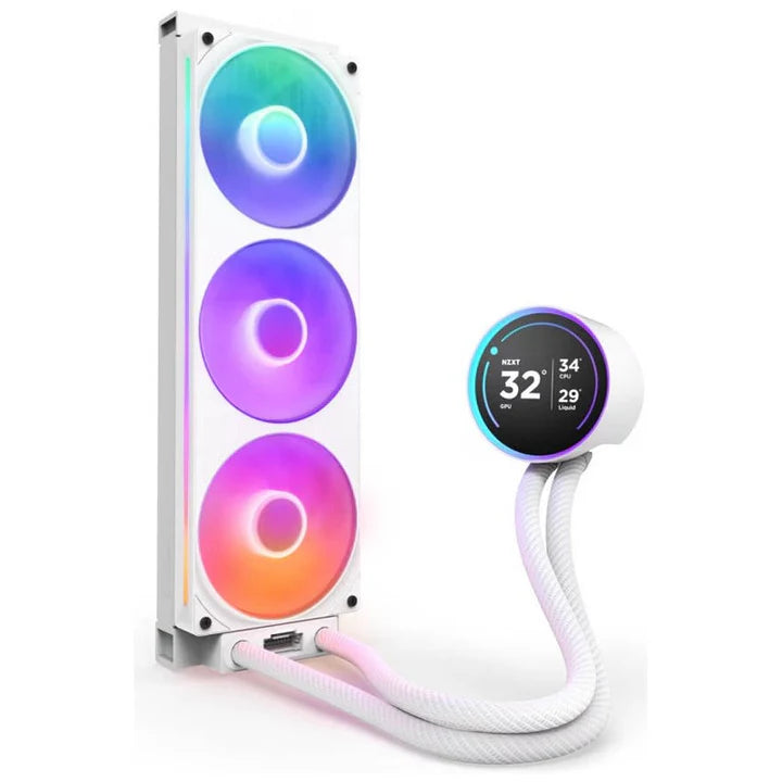 NZXT Kraken Elite 360 RGB V2 360mm AIO Liquid CPU Cooler with 2.72" IPS LCD - White