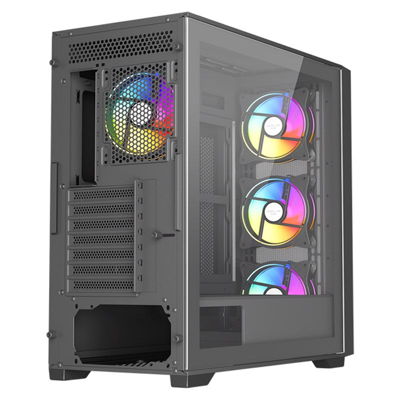Twisted Minds Ultimate E-ATX Mid Tower Gaming PC Case - Black (4 ARGB Fans Included)