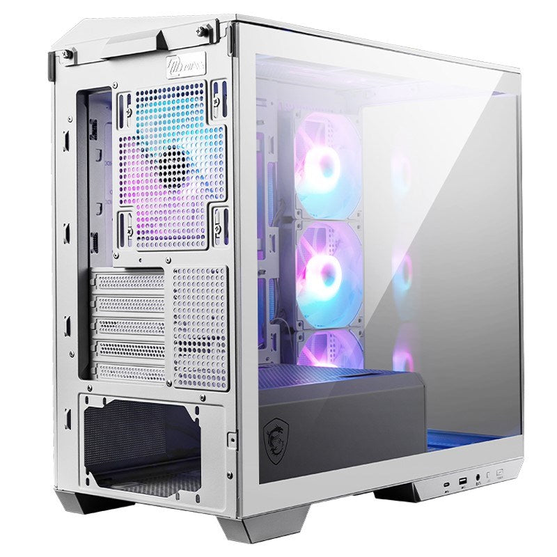 MSI MAG PANO M100R PZ M-ATX Mid Tower Gaming PC Case - White (4 ARGB Fans Included)