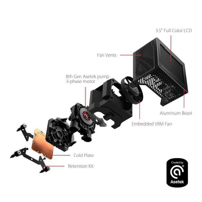 Asus ROG Ryujin III 360 ARGB Extreme Gen 2, 3.5" LCD, Magnetic Daisy-Chainable Fan, 360MM CPU Liquid Cooler - Black