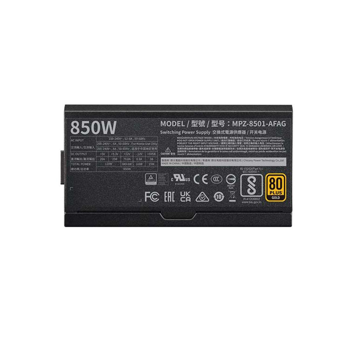 Cooler Master V850 Gold I Multi - 80 Plus Gold Gen 5.0 Fully Modular Power Supply Unit - Black