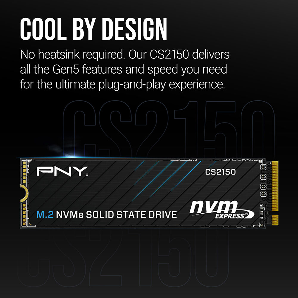 PNY SSD CS2150 M.2 2280 PCIe GEN5X4 NVMe SSD (R:10,300 MB/s W:8,600 MB/s) - 2TB