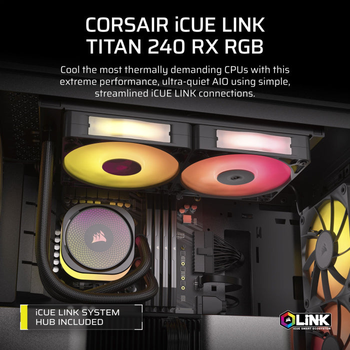 Corsair iCUE Link Titan 240 RX RGB Extreme Performance 240mm Liquid CPU Cooler - Black