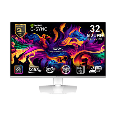 MSI MPG 321URXW - 32 Inch 240Hz 4K UHD HDMI 2.1 0.03ms QD-OLED Gaming Monitor - White