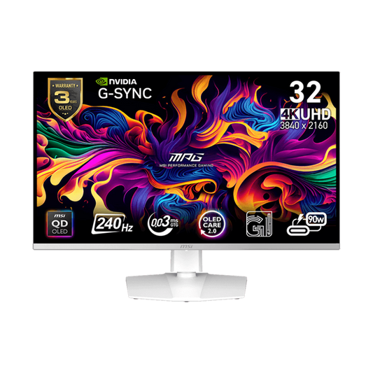 MSI MPG 321URXW - 32 Inch 240Hz 4K UHD HDMI 2.1 0.03ms QD-OLED Gaming Monitor - White