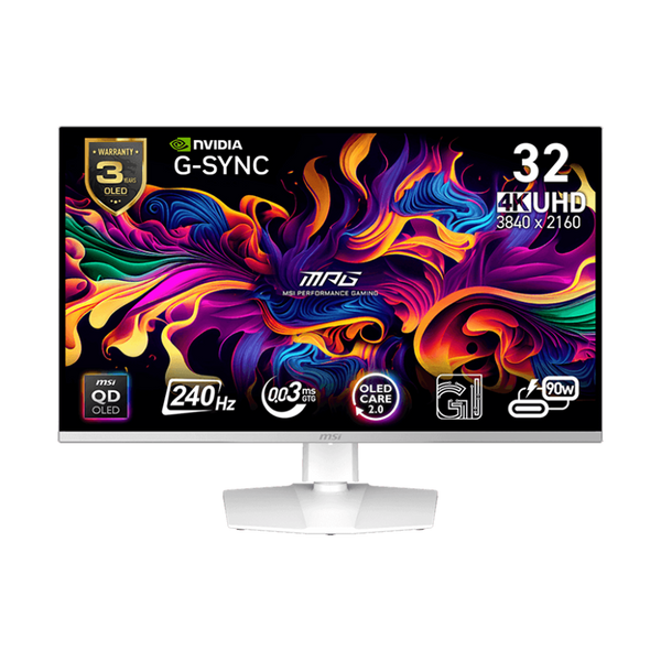 MSI MPG 321URXW - 32 Inch 240Hz 4K UHD HDMI 2.1 0.03ms QD-OLED Gaming Monitor - White