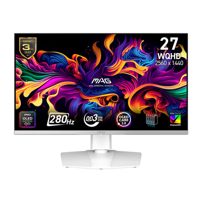MSI MAG 272QPW X28 - 27 Inch WQHD 280Hz 0.03ms HDMI 2.1 QD-OLED Gaming Monitor - White