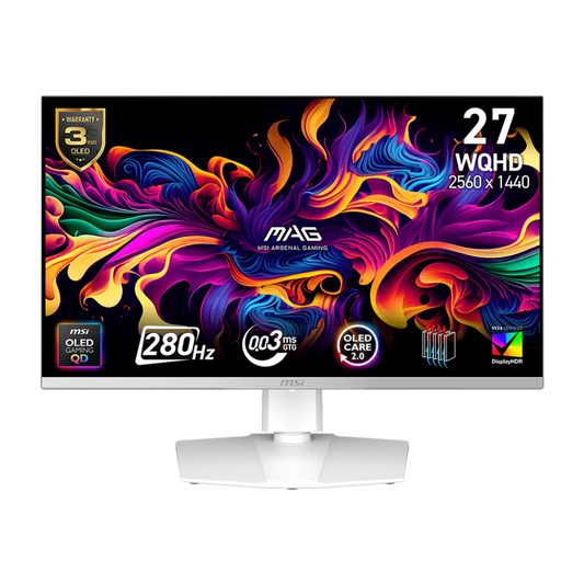 MSI MAG 272QPW X28 - 27 Inch WQHD 280Hz 0.03ms HDMI 2.1 QD-OLED Gaming Monitor - White