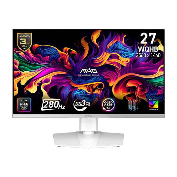 MSI MAG 272QPW X28 - 27 Inch WQHD 280Hz 0.03ms HDMI 2.1 QD-OLED Gaming Monitor - White
