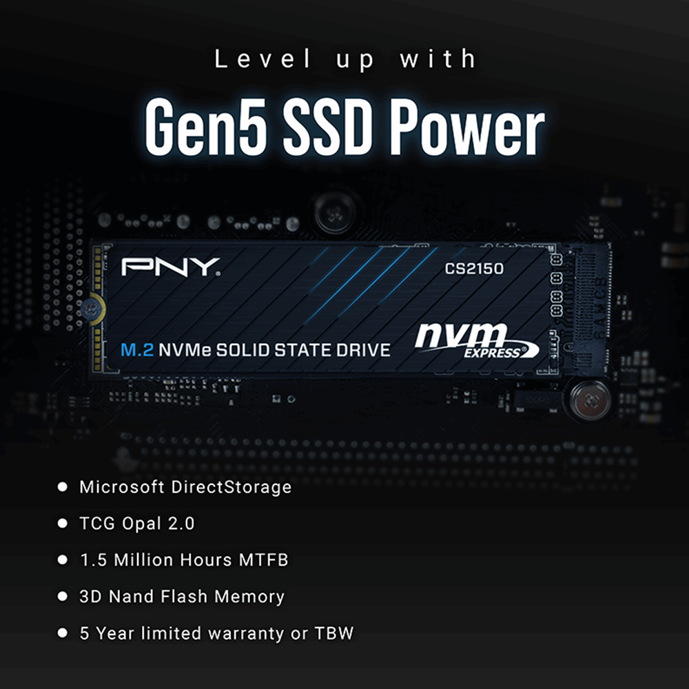 PNY CS2150 NVMe PCIe 5.0 M.2 SSD - 1TB