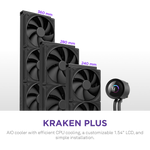 Nzxt Kraken Plus 360mm V2 Display and Radiator Fans AIO Liquid Cooler - Black