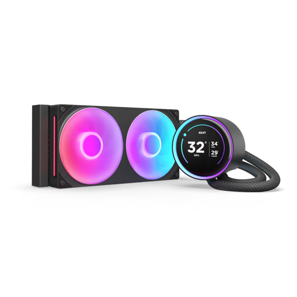 NZXT Kraken Elite 240 RGB - 240mm (2x120mm) AIO With 2.72 IPS LCD Liquid Cooler - Black