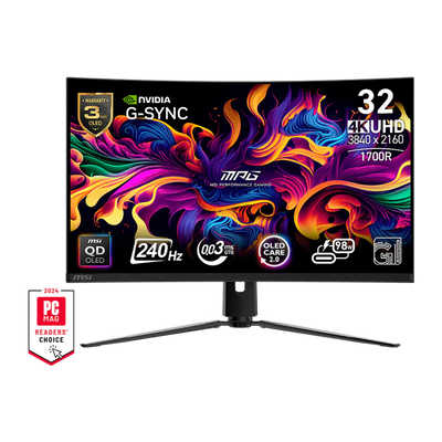 MSI MPG 321CURX 32 Inch 240Hz 4K UHD HDMI 2.1 0.03ms QD OLED Curved Gaming Monitor - Black