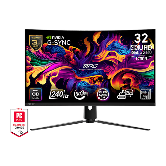 MSI MPG 321CURX 32 Inch 240Hz 4K UHD HDMI 2.1 0.03ms QD OLED Curved Gaming Monitor - Black