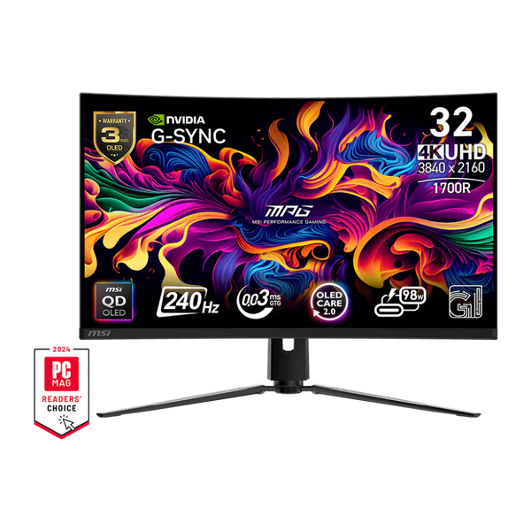 MSI MPG 321CURX 32 Inch 240Hz 4K UHD HDMI 2.1 0.03ms QD OLED Curved Gaming Monitor - Black