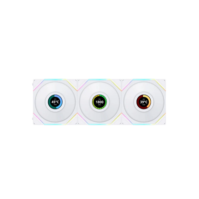 LIAN LI UNI FAN TL-LCD Wireless 120mm ARGB Case Fans with 1.6 Inch LCD Screen 3 Pack - White