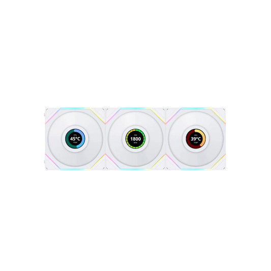 LIAN LI UNI FAN TL-LCD Wireless 120mm ARGB Case Fans with 1.6 Inch LCD Screen 3 Pack - White