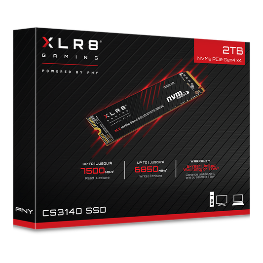 PNY XLR8 CS3140 M.2 NVMe Gen4x4 (7,500 MB/s 6,850 MB/s) - 2TB
