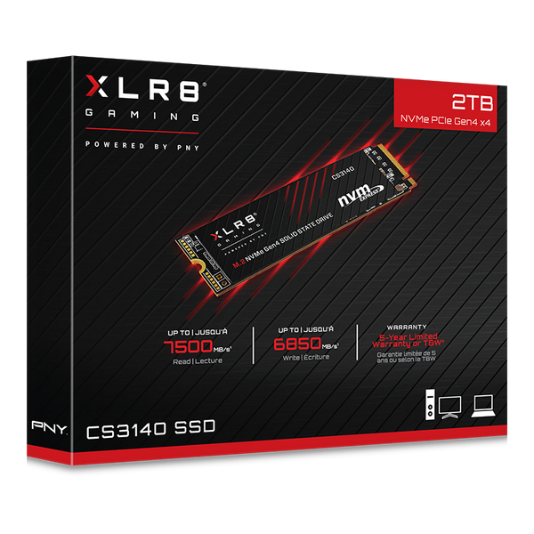 PNY XLR8 CS3140 M.2 NVMe Gen4x4 (7,500 MB/s 6,850 MB/s) - 2TB