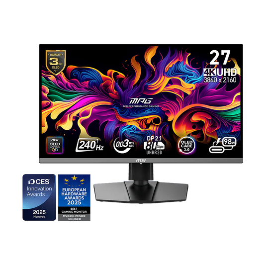 MSI MPG 272URX 27 Inch 240Hz 4K UHD HDMI 2.1 0.03ms QD OLED Gaming Monitor - Black