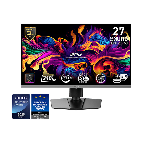 MSI MPG 272URX 27 Inch 240Hz 4K UHD HDMI 2.1 0.03ms QD OLED Gaming Monitor - Black