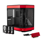 HYTE Dual Chamber Panoramic Tempered Glass ATX Case With 3 Fans - Black/Red