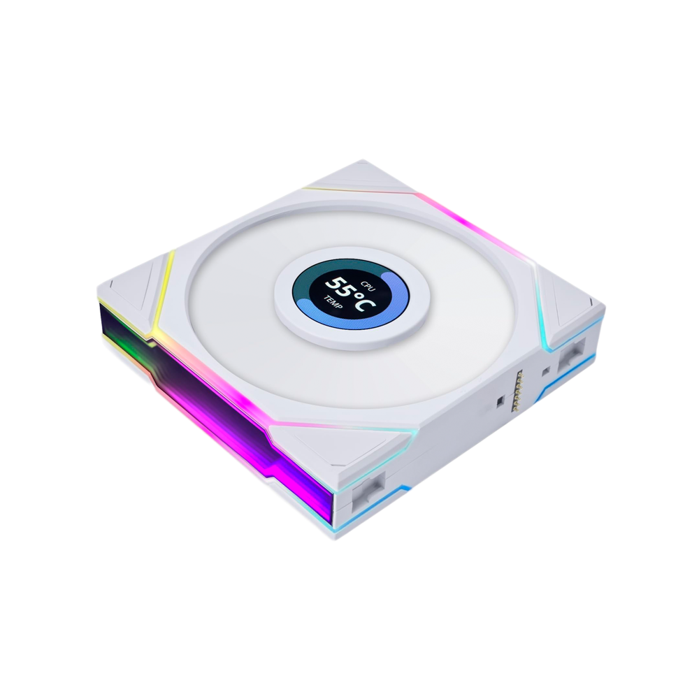 LIAN LI UNI FAN TL LCD 120mm ARGB Cooling Fan with 1.6" LCD Screen (Pack of 3) - White