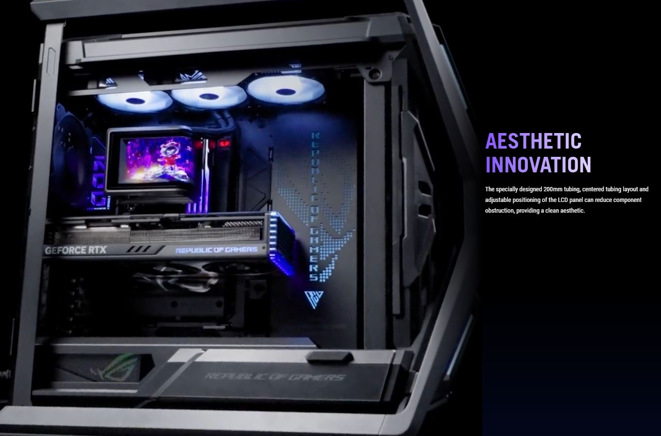 Asus ROG RYUO IV SLC 360 ARGB Liquid CPU Cooler with 6.67" Curved 2K AMOLED Display - Black