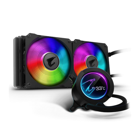 Gigabyte AORUS Liquid Cooler 280 AIO RGB Liquid Cooler With LCD Display - Black