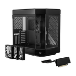 HYTE Dual Chamber Panoramic Tempered Glass ATX Case With 3 Fans - Black