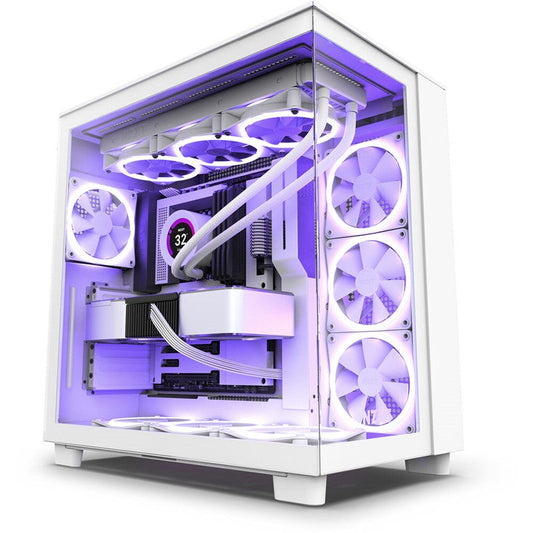 NZXT H9 Flow Edition Dual-Chamber Mid Tower Gaming Case - White