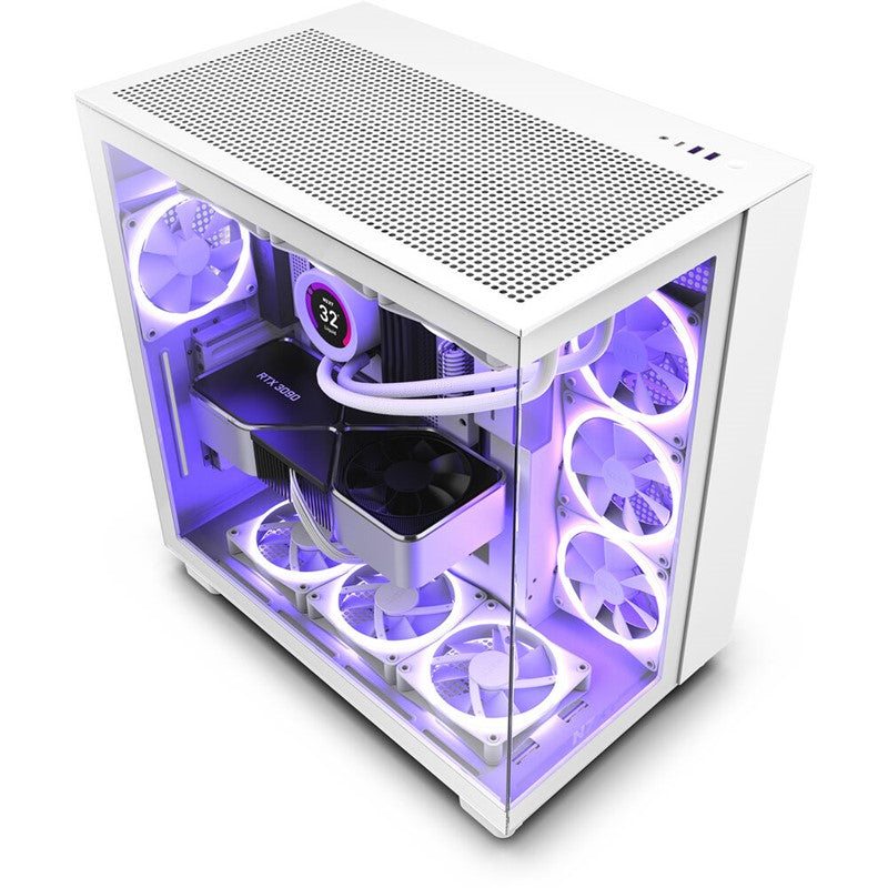 NZXT H9 Flow Edition Dual-Chamber Mid Tower Gaming Case - White