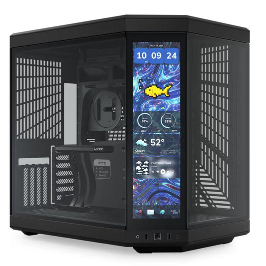 HYTE Y70 Touch Infinite E-ATX Mid Tower Gaming Case with 14.5" Touch Display - Pitch Black